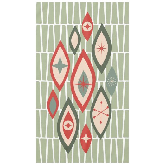 Mittelalterliche moderne atomare Formen grün, rot Tischdecke (Vorderseite)