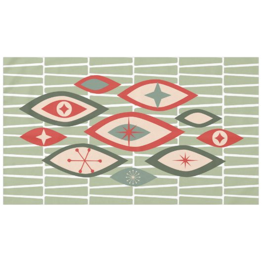 Mittelalterliche moderne atomare Formen grün, rot Tischdecke (Vorderseite (Horizontal))