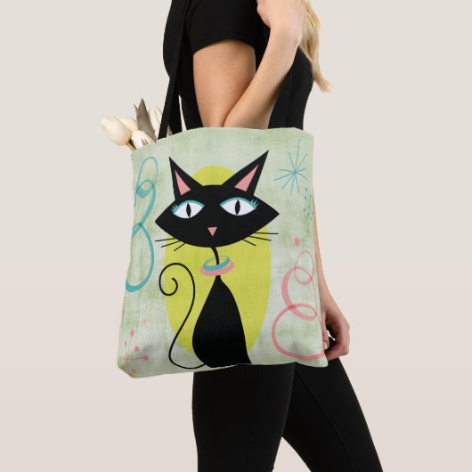 Mittelalterliche moderne Atomic Black Cat-Welt Tasche (Von Nahem)