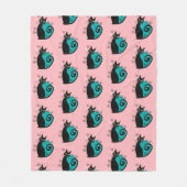 Mittelalterliche, moderne Atomkatzenkatze Pink Blu Fleecedecke (Vorderseite)