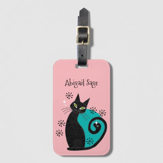 Mittelalterliche, moderne Atomkatzenreklame Gepäckanhänger (Vorderseite Vertikal)