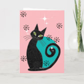 Mittelalterliche moderne Atomkatzenrinne Happy Bir Karte (Rückseite)