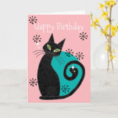 Mittelalterliche moderne Atomkatzenrinne Happy Bir Karte (Gelbe Blume)