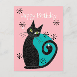 Mittelalterliche moderne Atomkatzenrinne Happy Bir Postkarte