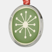 Mittelalterliche moderne Atommatte Grün & Creme Ornament Aus Metall (Links)