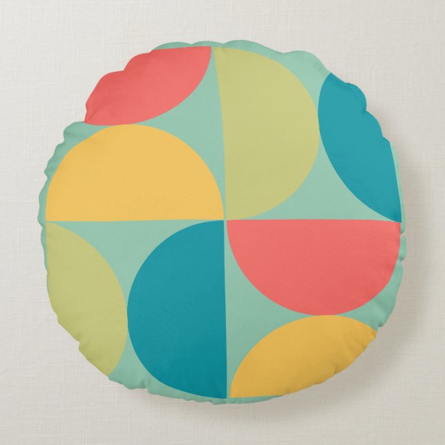 Mittelalterliche Moderne Bittersüße Senf und Olive Rundes Kissen (Vorderseite)