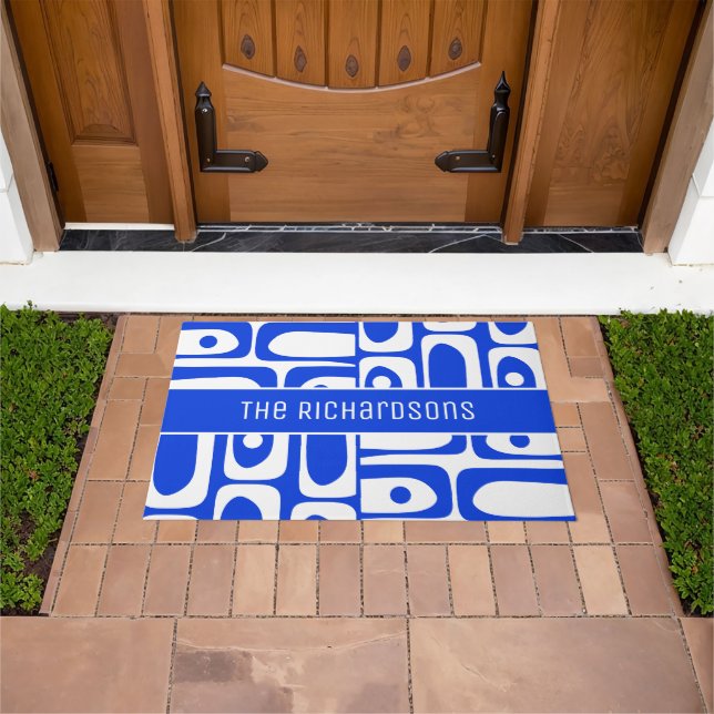 Mittelalterliche Moderne Blau und Weiß Personalisi Fußmatte (Außenbereich)