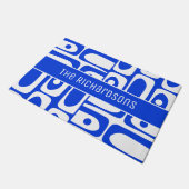 Mittelalterliche Moderne Blau und Weiß Personalisi Fußmatte (Schrägansicht)