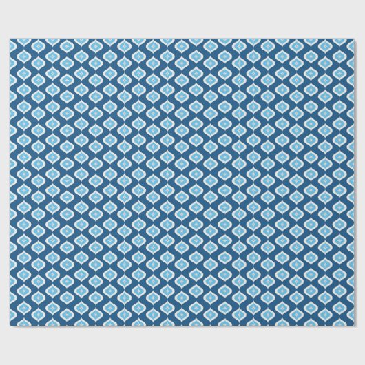 Mittelalterliche Moderne Blaue Weihnachtsgeometrie Geschenkpapier (Flach)