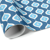 Mittelalterliche Moderne Blaue Weihnachtsgeometrie Geschenkpapier (Rolleneckpunkt)