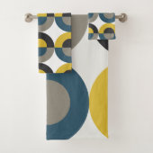 Mittelalterliche Moderne blaugelbe Gunmetall Badhandtuch Set (Insitu)