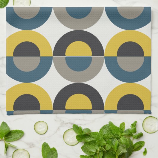 Mittelalterliche Moderne blaugelbe Gunmetall Geschirrtuch (Gefaltet)