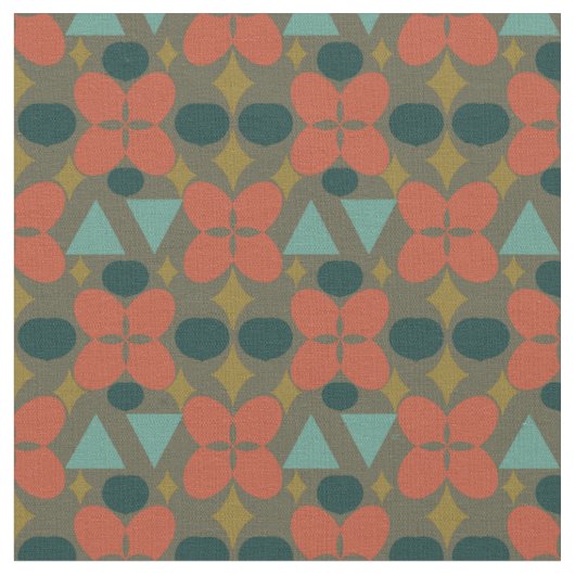 Mittelalterliche moderne Blume Diamant Green Patte Stoff (Nahaufnahme)