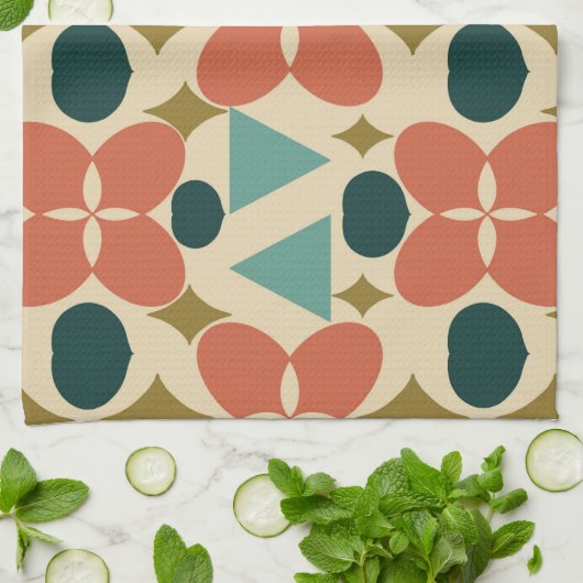 Mittelalterliche moderne Blume Diamantgelb Geschirrtuch (Gefaltet)