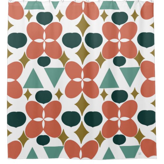 Mittelalterliche moderne Blume Diamantmotive Duschvorhang (Vorderseite)