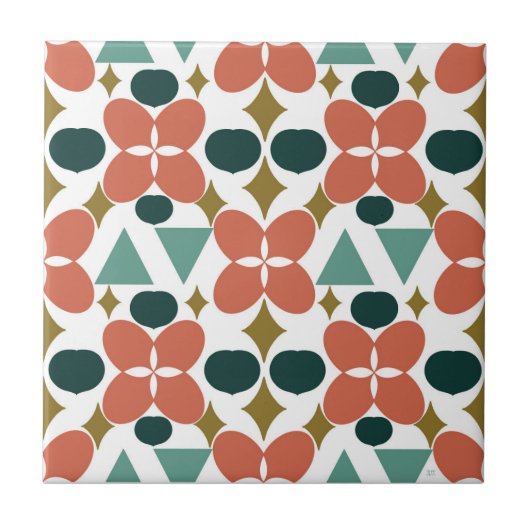 Mittelalterliche moderne Blume Diamantmuster Fliese (Vorderseite)