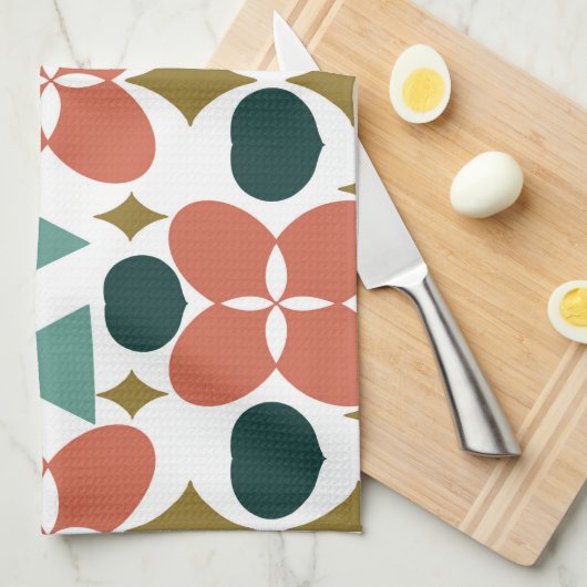 Mittelalterliche moderne Blume Diamantmuster Geschirrtuch (Viertel Falte)