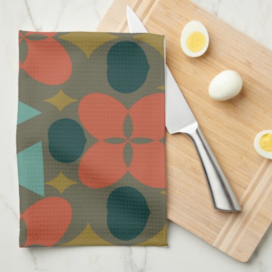 Mittelalterliche moderne Blume Diamond Green Geschirrtuch (Viertel Falte)