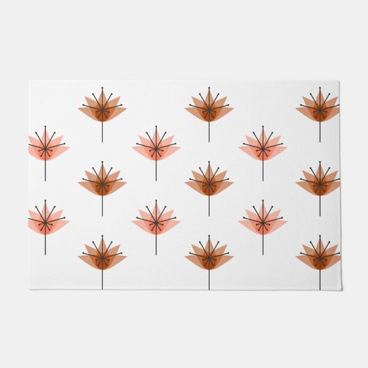 Mittelalterliche Moderne Blume Orange Fußmatte (Vorderseite)