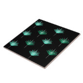 Mittelalterliche Moderne Blume Schwarz Türkis Fliese (Seite)