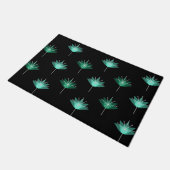 Mittelalterliche Moderne Blume Schwarz Türkis Fußmatte (Schrägansicht)