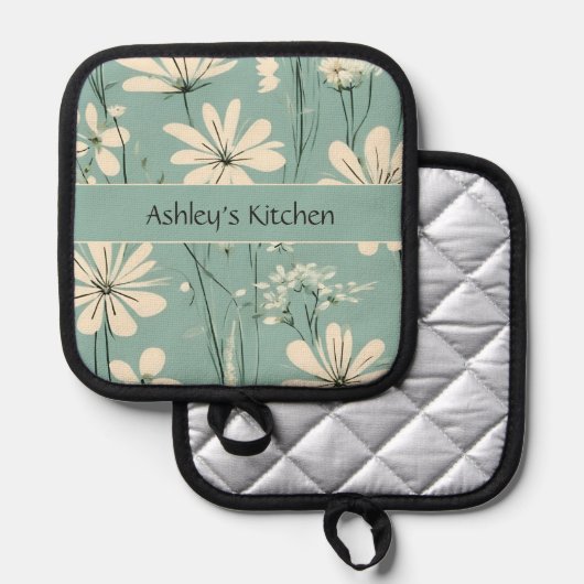 Mittelalterliche Moderne Blumendärme Individuelle Topflappen (Vorderseite/Rückseite)