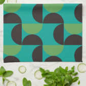 Mittelalterliche Moderne Braun Grün und Türkis Geschirrtuch (Gefaltet)