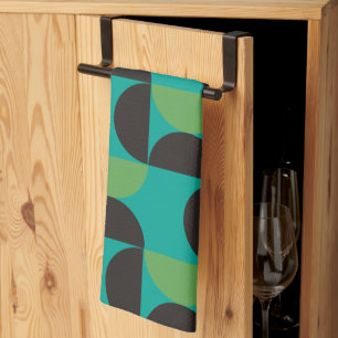 Mittelalterliche Moderne Braun Grün und Türkis Geschirrtuch