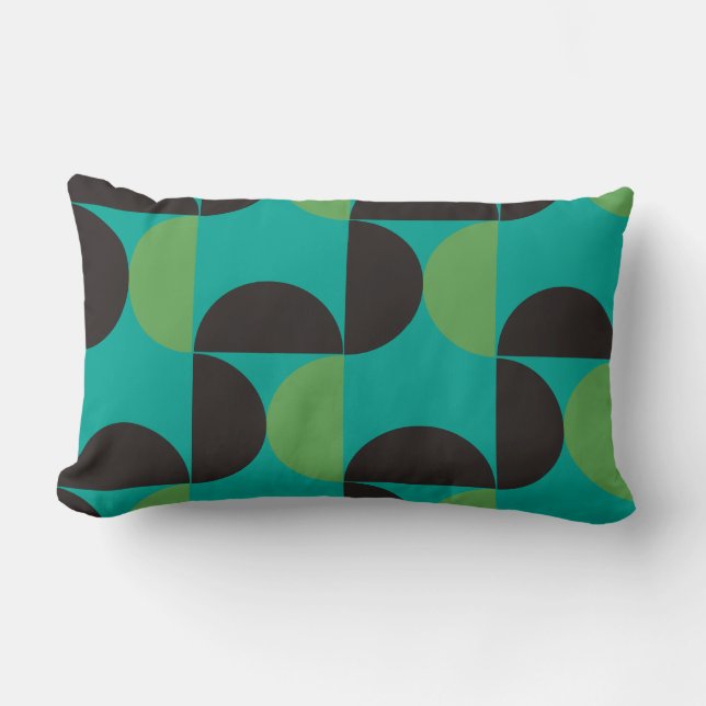 Mittelalterliche Moderne Braun Grün und Türkis Lendenkissen (Vorderseite)