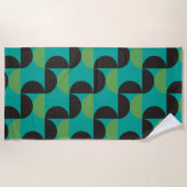 Mittelalterliche Moderne Braun Grün und Türkis Strandtuch (Vorderseite)