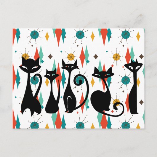 Mittelalterliche moderne Coole Schwarze Katzen Postkarte (Vorderseite)