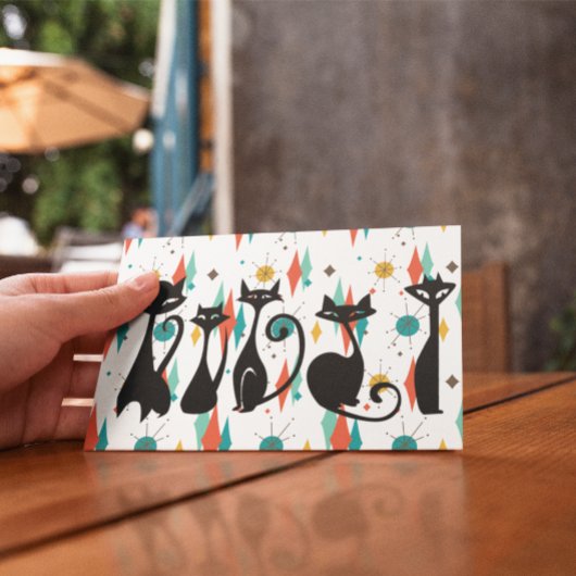 Mittelalterliche moderne Coole Schwarze Katzen Postkarte