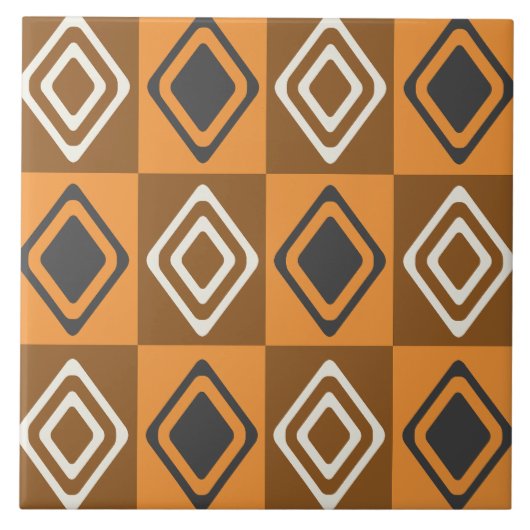 Mittelalterliche moderne Diamanten Orange Brown Fliese (Vorderseite)