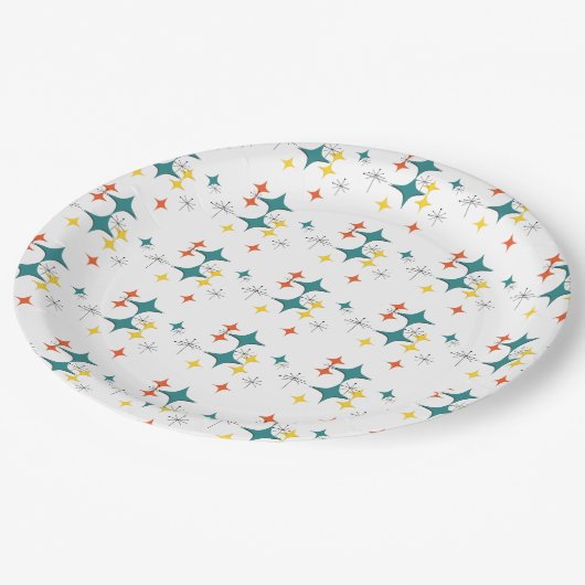 Mittelalterliche, moderne Eames Atomturquoise Diam Pappteller (Schrägansicht)