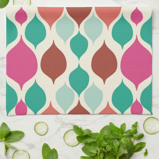 Mittelalterliche moderne, farbenfrohe Geometrie Geschirrtuch (Gefaltet)