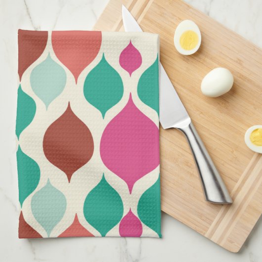 Mittelalterliche moderne, farbenfrohe Geometrie Geschirrtuch (Viertel Falte)