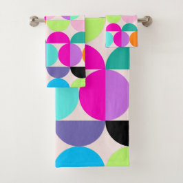 Mittelalterliche moderne farbenfrohe Kreise Retro Badhandtuch Set