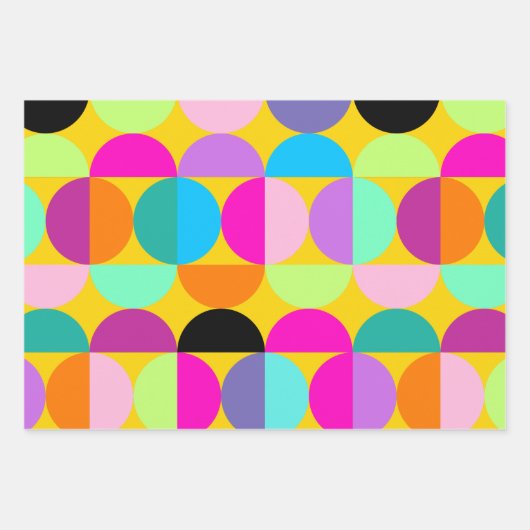 Mittelalterliche moderne farbenfrohe Zirkel Geomet Geschenkpapier Set (Vorderseite 3)