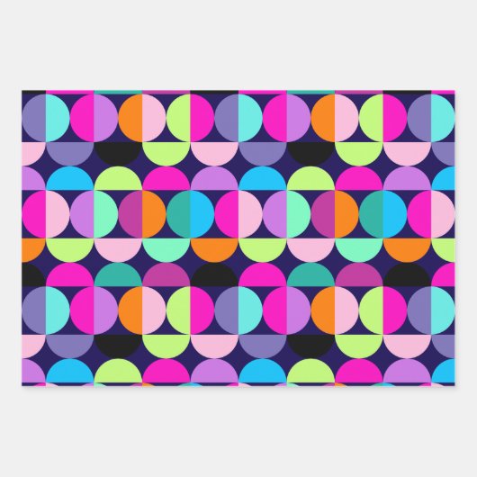 Mittelalterliche moderne farbenfrohe Zirkel Geomet Geschenkpapier Set (Vorderseite)