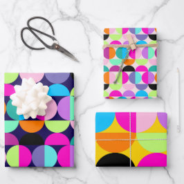 Mittelalterliche moderne farbenfrohe Zirkel Geomet Geschenkpapier Set