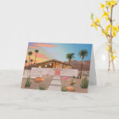 Mittelalterliche moderne Flamingo House Blank Card Karte (Gelbe Blume)