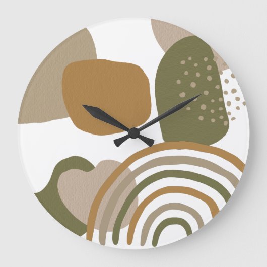 Mittelalterliche moderne Formen Boho Rainbow MCM Große Wanduhr (Vorderseite)