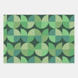 Mittelalterliche moderne geometrische Formen Grün Geschenkpapier Set