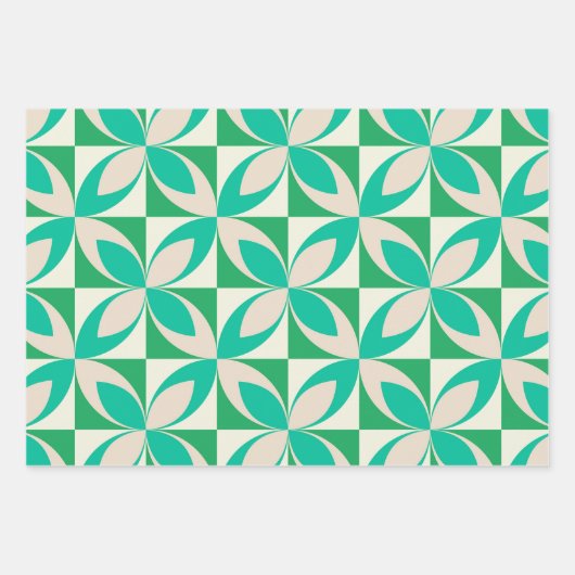 Mittelalterliche moderne geometrische Formen Minze Geschenkpapier Set (Vorderseite)