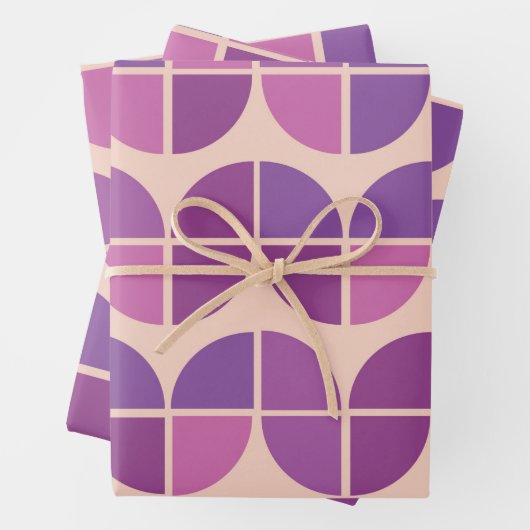 Mittelalterliche moderne geometrische rosa Lila Geschenkpapier Set (Beispiel)