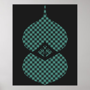 Mittelalterliche moderne geometrische Schwarze Tür Poster