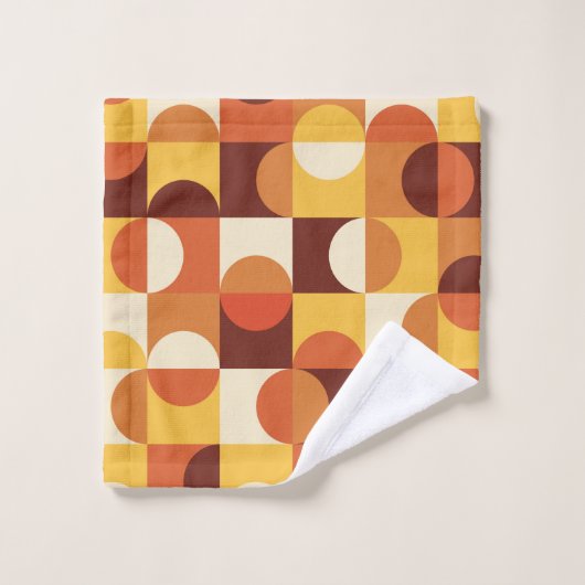 Mittelalterliche Moderne Halbkreise gelb und orang Badhandtuch Set (Waschlappen)