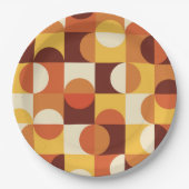 Mittelalterliche Moderne Halbkreise gelb und orang Pappteller (Vorderseite)