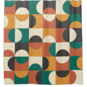 Mittelalterliche moderne Halbkreise grün und orang Duschvorhang (Vorderseite)