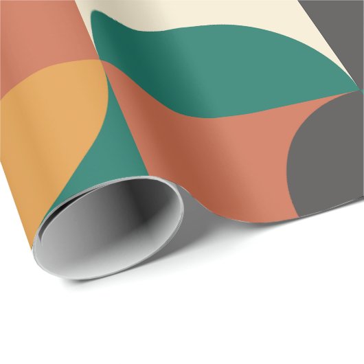 Mittelalterliche Moderne Halbkreise grün und orang Geschenkpapier (Rolleneckpunkt)